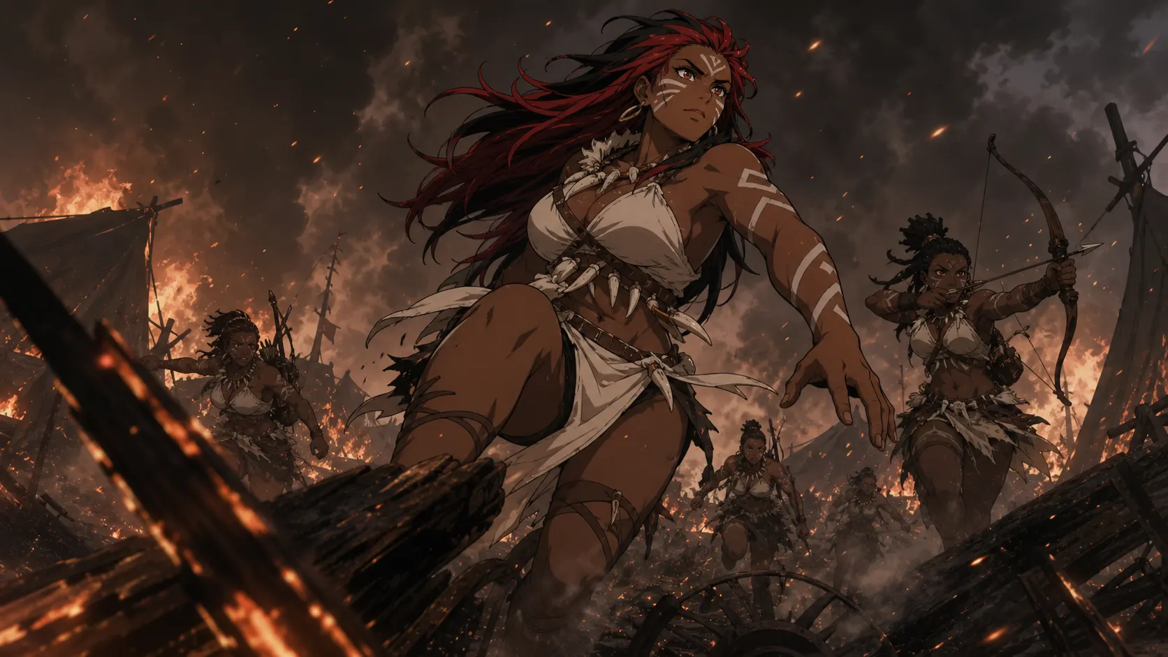 陣地を駆け抜けるシュドラクの女戦士たち