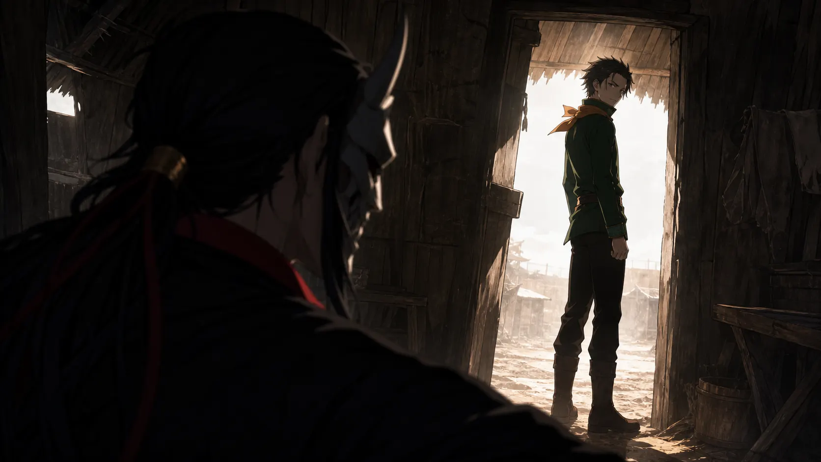 アベルを残し、集会場を出ようとするスバル