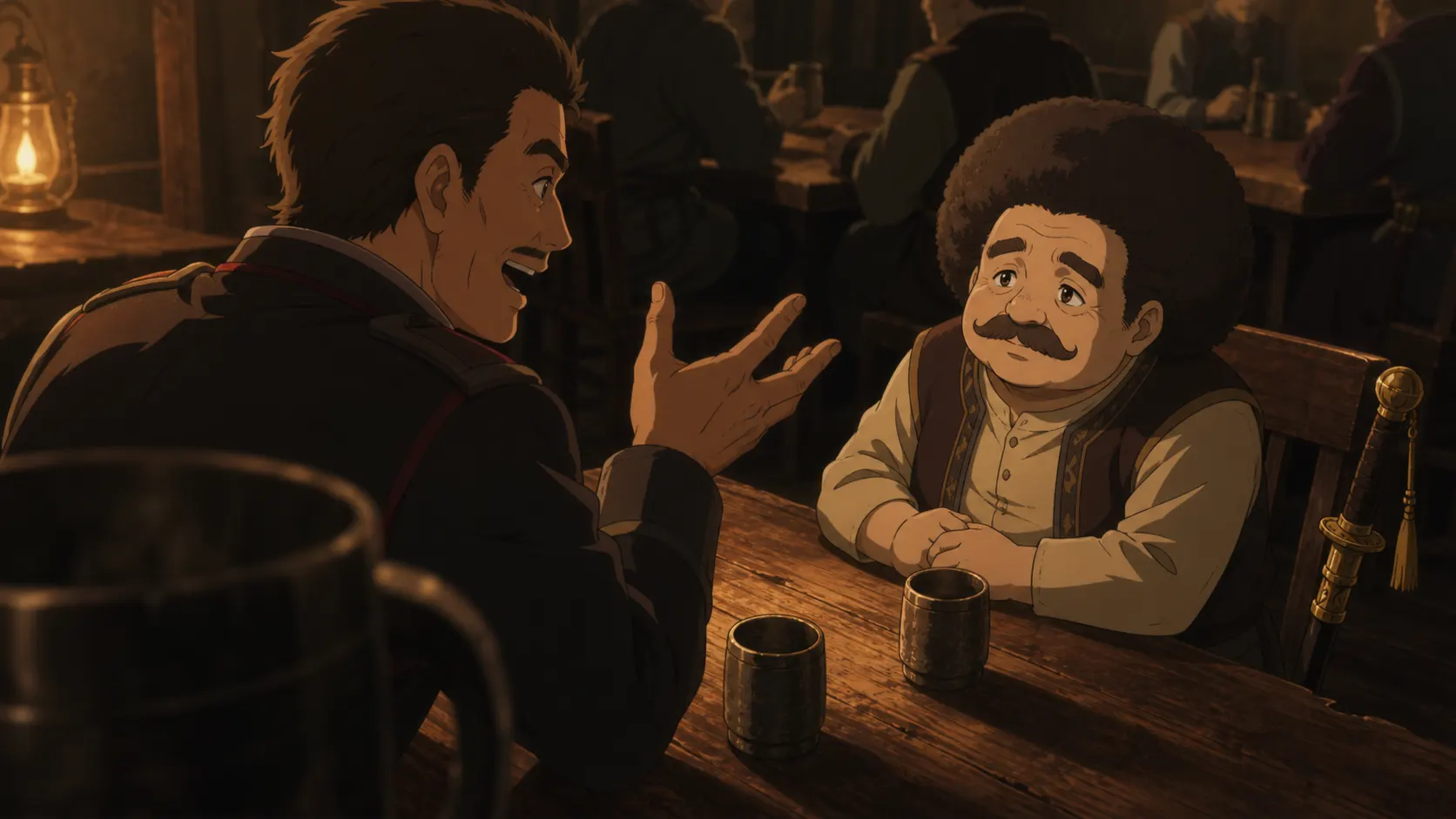 酒場で一般兵と語らうズィクル