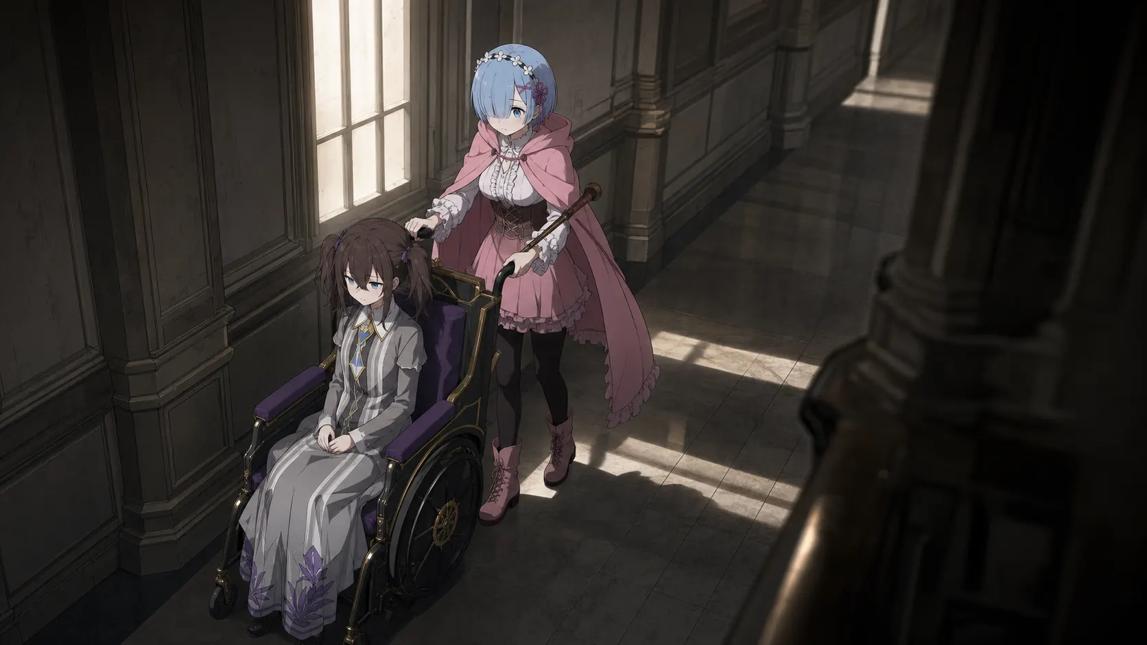 車椅子を押す
