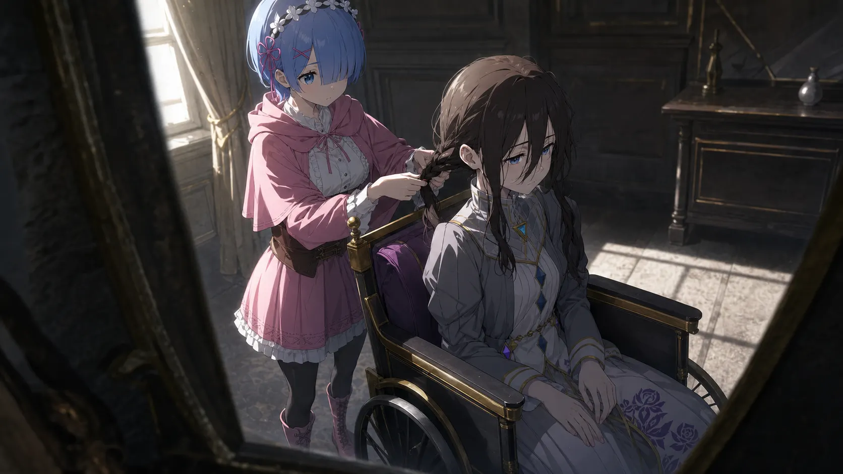 髪結いの最中